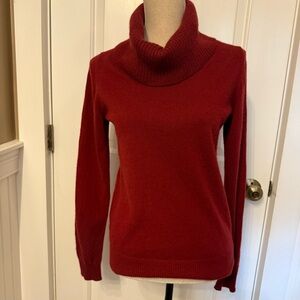 IRIS & INK SWEATER TURTLENECK COWL DARK RED CASHMERE SIZE S